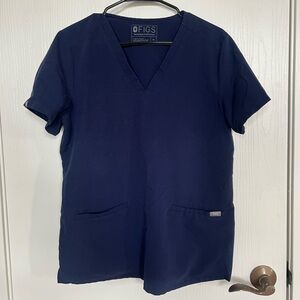 Figs Deep Blue V-Neck Scrub Top